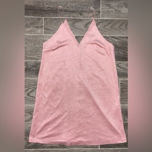 Faux suede dress blush pink